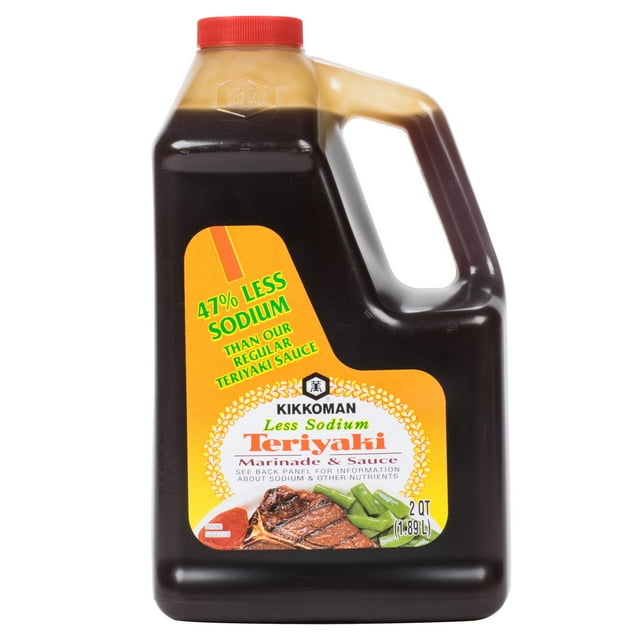 Kikkoman Less Sodium Teriyaki Marinade and Sauce .5 Gallon Container - 6/Case
