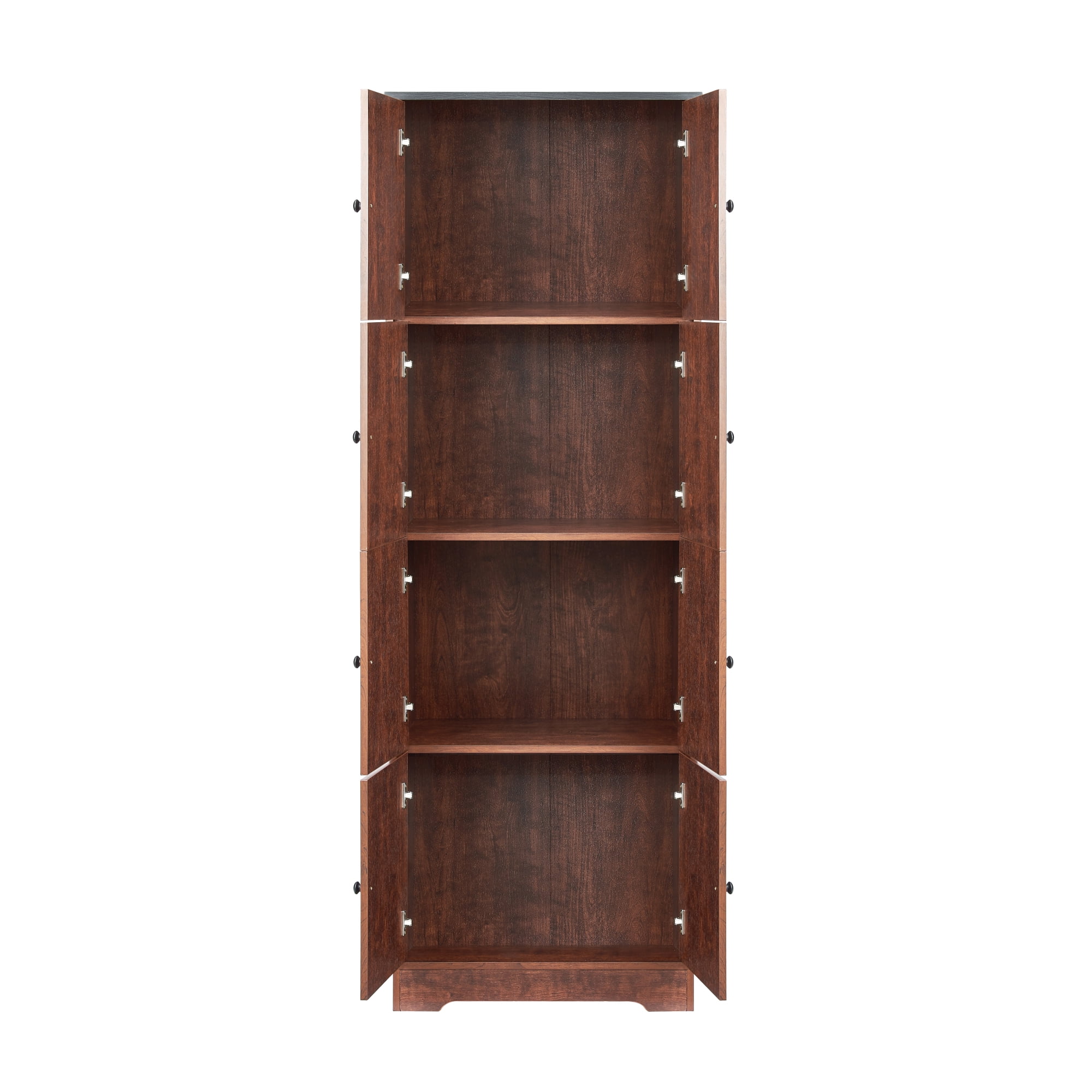 72.4"H Tall Storage Cabinet,Wood Pantry Cabinet Freestanding Storage Organizer with 8 Doors and 4 Shelves for Kitchen,Dining Room,Living Room,Walnut
