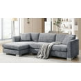 thumbnail image 5 of Modern Chenille L-shaped 96*56" Sofa with 2 Free Pillows & Oversized Chaise, 5 of 25