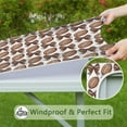 thumbnail image 6 of Brown Footballs and Bows Pattern Square Fitted Tablecloth with Elastic Edge,Square Table Cover,Washable Elastic Table Cover for Home Kitchen Party Decor 34"x34", 6 of 6