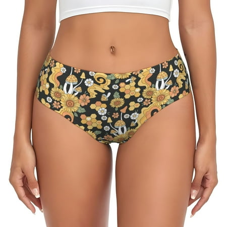 Womens Underwear  Mushrooms Honeycomb No Show Seamless Underwear  Soft Comfy Stretch Panties  Hipster Ladies Panties Bikini Underwear Briefs