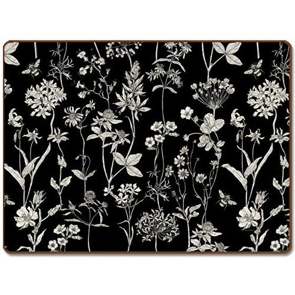 Cala Home Midnight Garden Decorative Hardboard Cork Back Tabletop Placemats 4 Pack Manufactured in The USA, Heat Tolerant and Easily Wipes Clean
