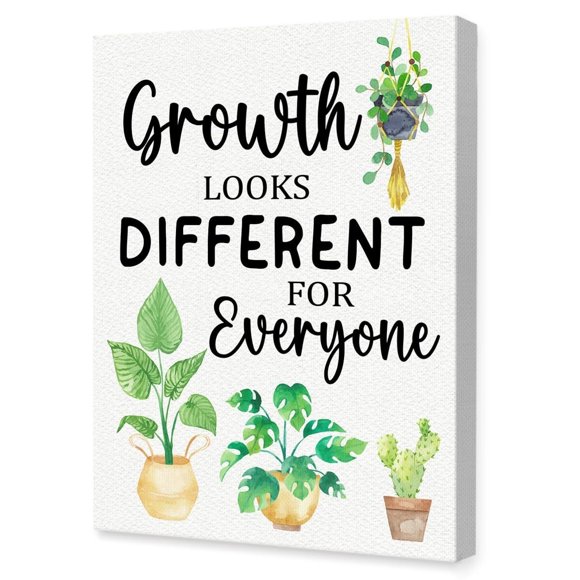Growth Looks Different for Everyone Inspirational Quote Wall Art Mental Health Therapy Office Canvas Poster Decor Unframed 12x18inch