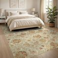 thumbnail image 3 of ODIKA 8'x10' Washable Area Rug Orange Floral Vintage Design Boho Intricate Blossoms with Symmetric Vines for Living Room, Under Sectional, Family , Durable, Non-Slip, 3 of 7