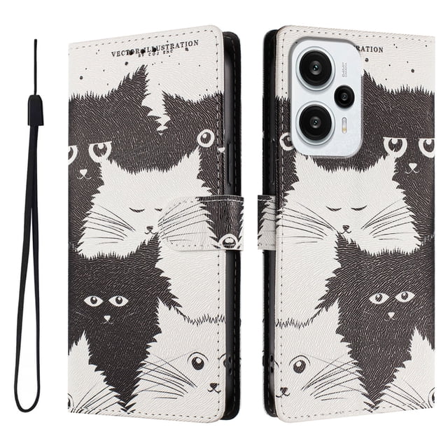 FOXDOCK Funda Tipo Cartera para Xiaomi Poco F5 con Soporte y Correa – Diseño de Patrones Lindos
