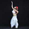 thumbnail image 3 of Pantalones Harem con cintura elástica, sueltos, para danza tribal árabe, ropa para danza del vientre Blanco, 3 of 8