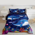 thumbnail image 3 of Manfei Kawaii Whale Animal Queen Comforter Set, Dreamy Stars Galaxy Bedding Sets, Teens Kids Girls Boys Reversible Bedding Comforter Set, Microfiber Bedroom Decor, 3-Piece, 3 of 9