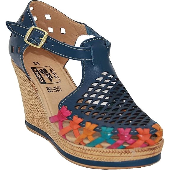 The Western Shops Womens Leather Mexican Huarache Sandal, Wedge Platform Sandals