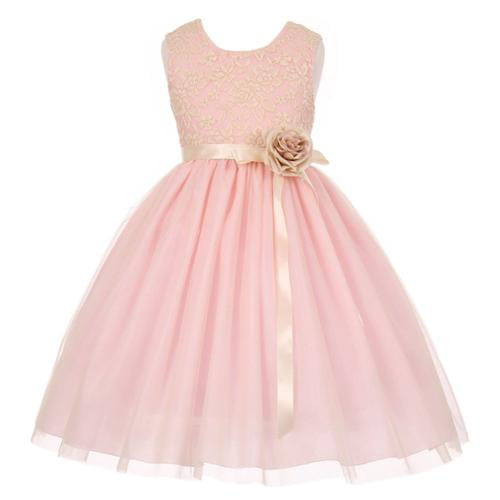 Cinderella - Big Girls Pink Lace Satin Sash Corsage Tulle Junior ...