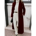 thumbnail image 4 of Women'S Casual Solid Color V-Neck Long-Sleeve Windbreaker Warm Woolen Coat Wine Red S, 4 of 7