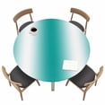 thumbnail image 2 of Round Fitted Tablecloth,Classic Turquoise White Line Circle Table Cover Waterproof Table Cloth with Elastic Edge,Abstract Geometric Stripe Outdoor Tablecloths for Kitchen Picnic 36-44in, 2 of 9