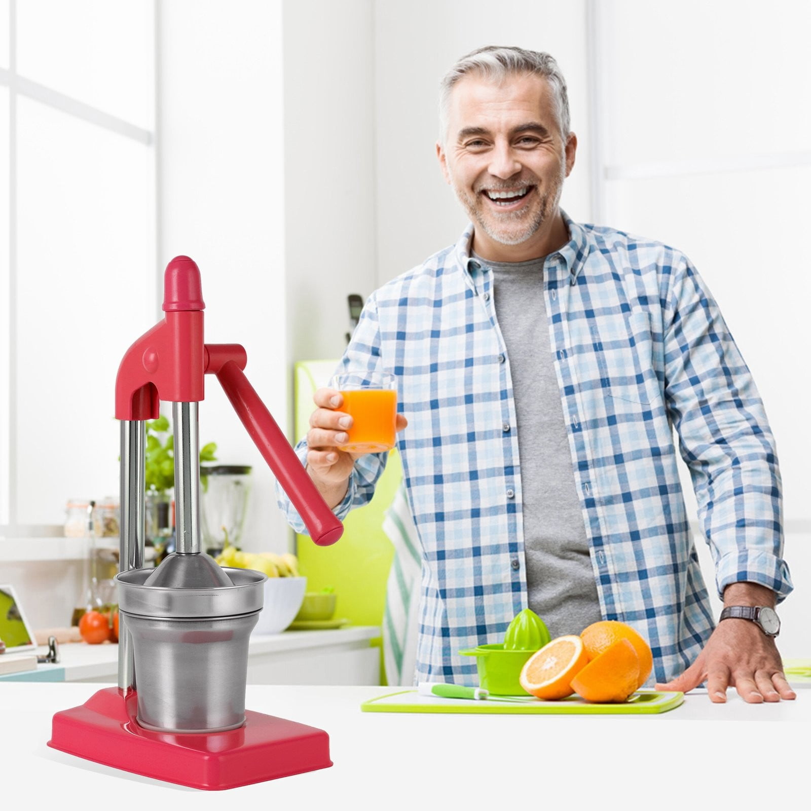 Centrifugal Juicer, Fdelink Stainless Steel Juicer Extra Large Commercial Grade Manual Hand Countertop Squeezer for Fresh Orange Juice