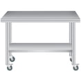 thumbnail image 1 of Table de Préparation en Acier Inoxydable – Cuisine Extérieure Robuste – Tablette Inférieure et Dosseret Ajustables – 4 Roulettes Verrouillables – Table de Travail Commerciale – Patio, Restaurant et BBQ – 30x60 Pouces, 1 of 7