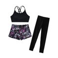 thumbnail image 5 of Haitryli Kids Girls 3 Piece Swimsuit Crisscross Crop Tank Top with Shorts Leggings Tankini Swimwear Beachwear Black 16, 5 of 7