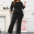 thumbnail image 2 of Plus Size 2 Piece Outfits for Women Blazer Top Long Sleeve Long Pants Sets Casual Elegant Business Suit with Belt, 2 of 4