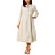 thumbnail image 1 of VESTIDO BOHEMIO DE MUJER INSPIRE CHIC Con Cuello en V con Cordón, Cintura Alta, Mangas Largas y Longitud Midi Talla S Albaricoque, 1 of 6