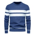 thumbnail image 5 of Autumn and winter men's casual striped pullover men's color-blocked round neck sweater - gray blue - XXL, 5 of 6