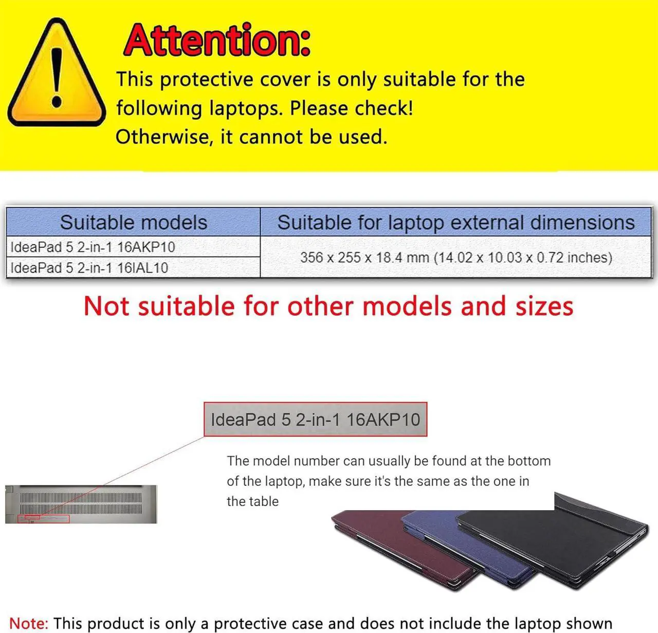 Laptop Case Cover for Lenovo IdeaPad 5 2-in-1 16AKP10 /16IAL10 Sleeve(Not for Other Models),16 inch PU Leather Notebook PC Protective Bag with Pen Holder