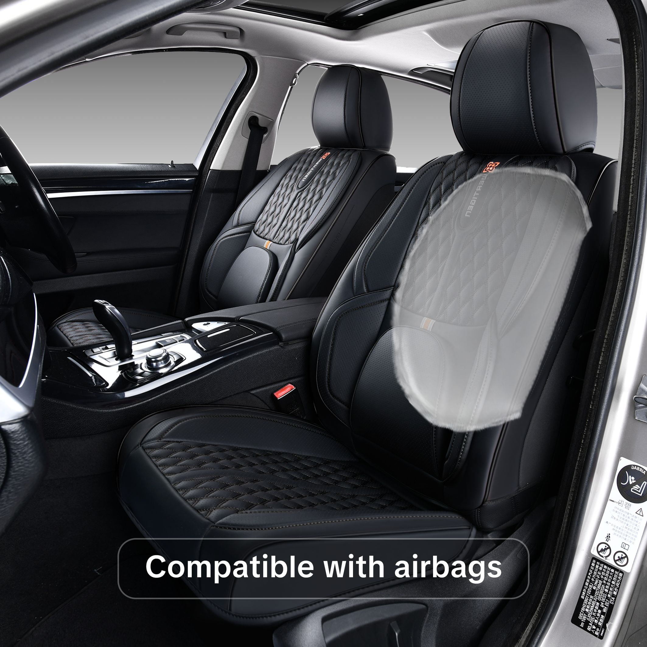 2004-2018 Car Seat Cover for Volkswagen Touareg, Black Car Seat Covers, PU Leather, 5 Seats Full Set, Waterproof, Anti-Slip, Suitable for All Seasons, Beautify the Interior of Old Cars