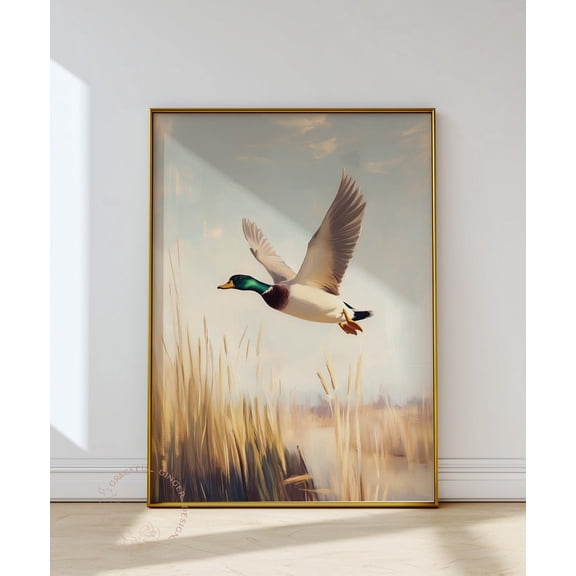 Vintage Duck Wall Art, Mallard Bird Home Decor #2221, Unframed Poster Size 8x12