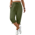 thumbnail image 3 of WellSize Plus Size Capris Pants for Women Lightweight Casual Joggers with Pockets Loose Fit High Waisted Pants, 3 of 8