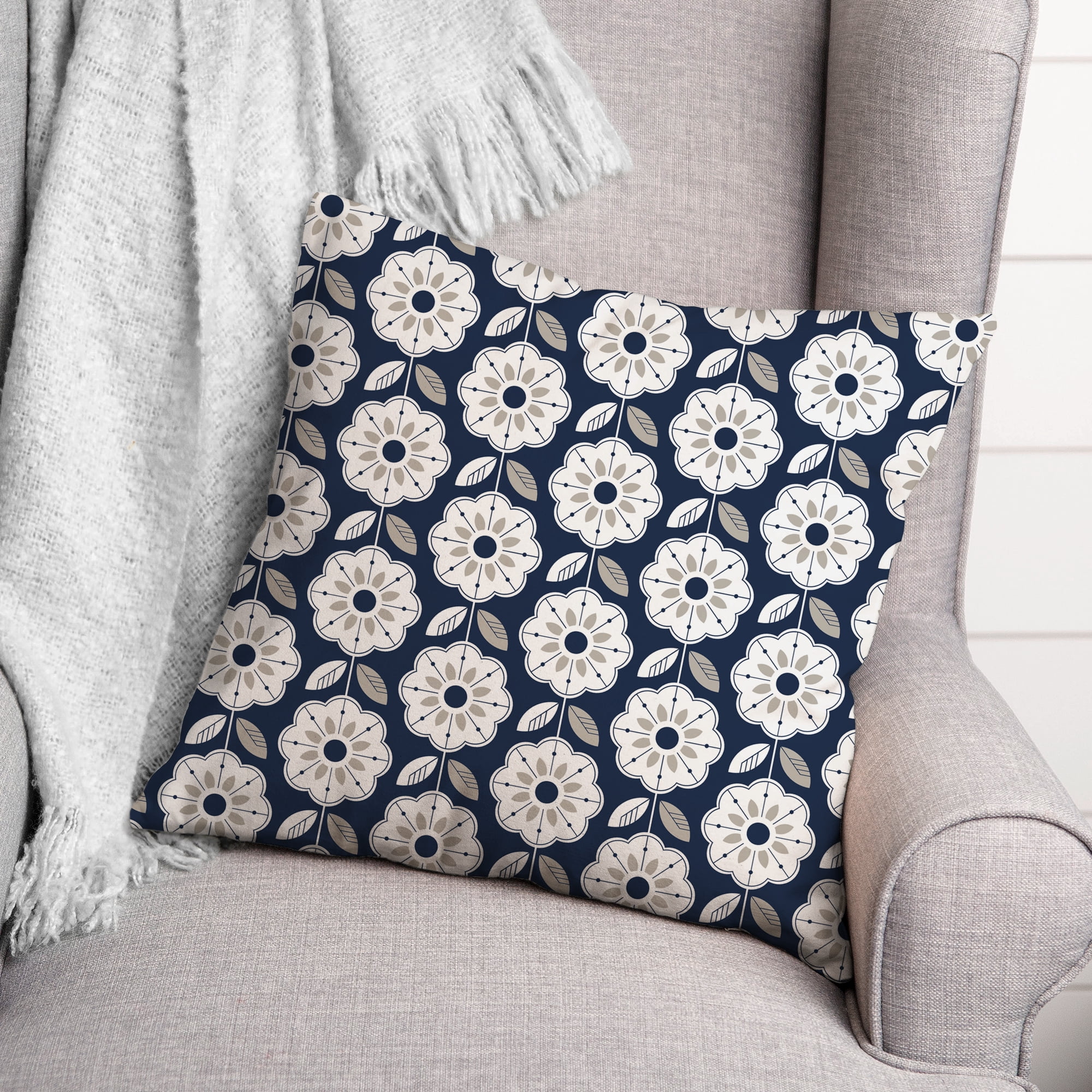 Creative Products Navy Gray Mod Pattern 18x18 Indoor / Outdoor Pillow