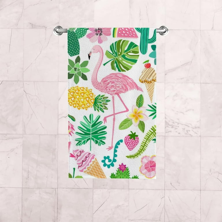 Tropical Flower Cactus Face & Hand Towels - 30x15 Inch, Soft Polyester/Cotton Blend For Bath, Kitchen, Gym