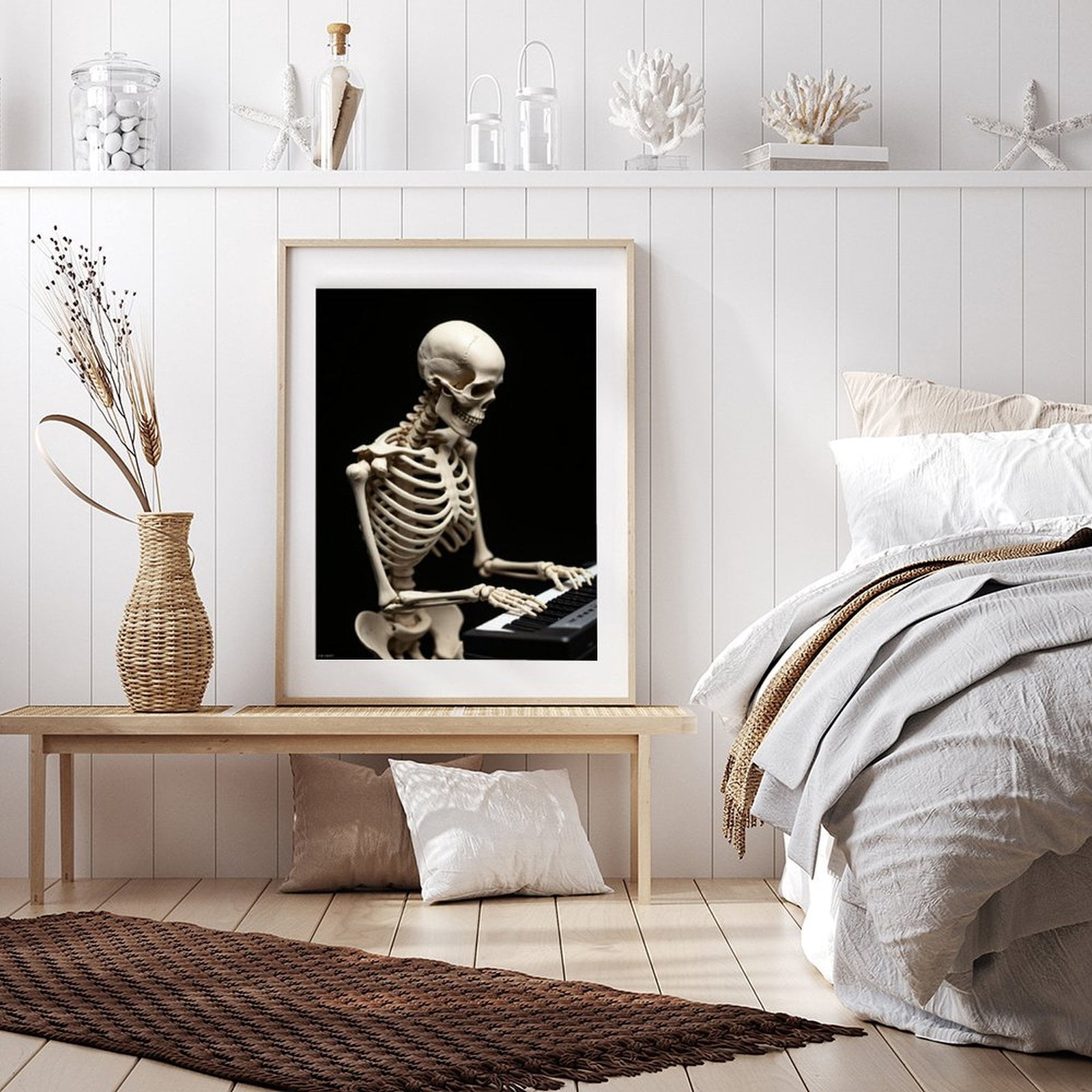 Diamond Art Kit for Adults, Skeleton Playing Keyboard Diamond Painting for Adults Beginners, DIY Diamond Art Painting Kits, 5D Diamond Painting Crafts for Home Decor 12x16 Frameless
