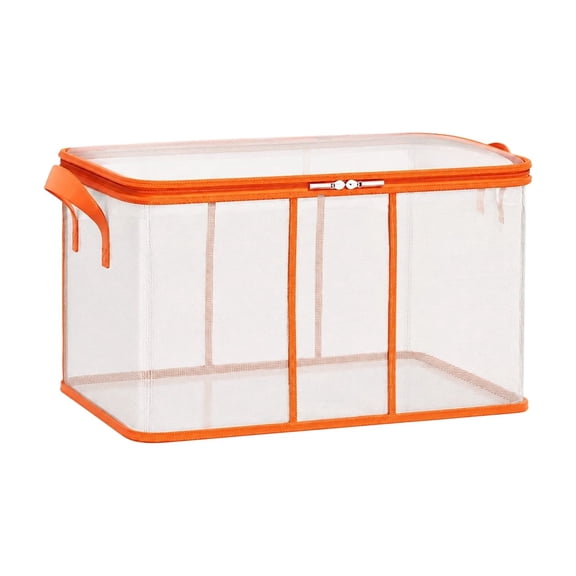 Quilt Storage Bag Mesh Transparent Large Capacity,Breathable Nylon Organizer with Zipper Handles,Moisture-Proof Blanket Clothes Pack for Moving 17 x 13 x 10 in