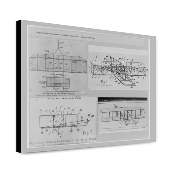 Canvas Print: Wright Brothers Aeroplane - Patented Plans, 1908