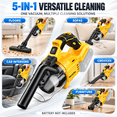 thumbnail image 5 of Cordless Vacuum Cleaner for Dewalt 20V Battery, 5-in-1 Handheld Vacuum Cleaner with LED Light and 500W Motor, Portable Vacuum for Car Floor Carpet, 5 of 14