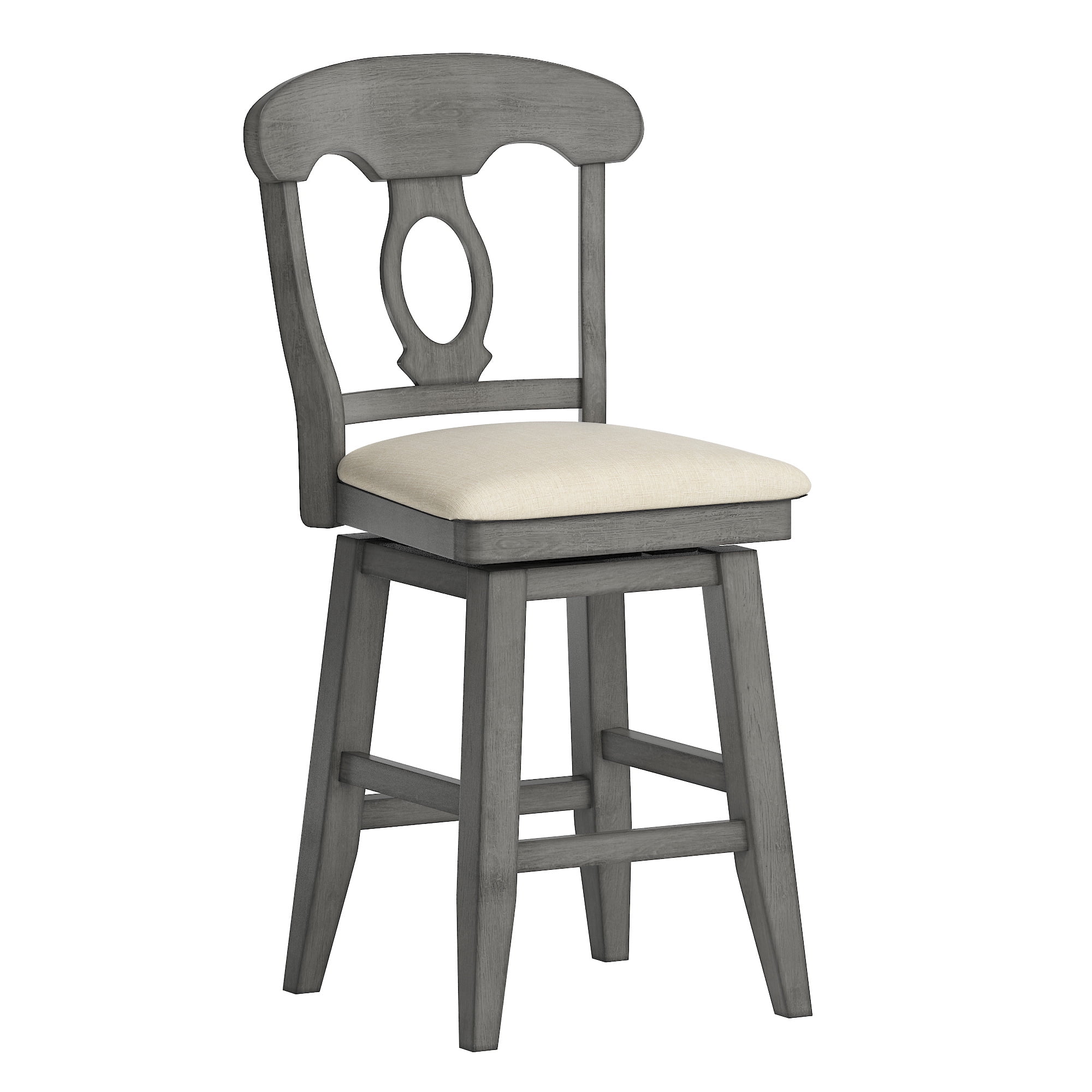 Weston Home Sheena Napoleon Back 24-inch Counter Height Wood Swivel Stool, Antique Grey