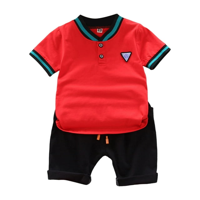 Sunnyoo Infant Boys' Clothing Set Soft Short Sleeve Polo Shirt Shorts Set 2-Piece Outfits