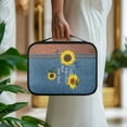 thumbnail image 4 of FKELYI PU Leather Bible Cover with Handle Sunflower Butterfly Denim Texture Print Church Bible Bag Portable Christian Bag Book Organizer Holder Bible Carrying Case for Prayer, 4 of 6