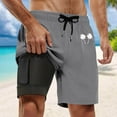 thumbnail image 2 of Swim Trunk For Men's Two Coconut Trees Quick Dry Swim Shorts Board Shorts With Pockets Beach Swimwear Grey XXXXXL, 2 of 4