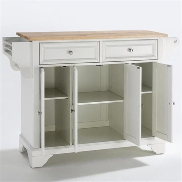 Crosley Furniture LaFayette Natural Wood Top Kitchen Island in White