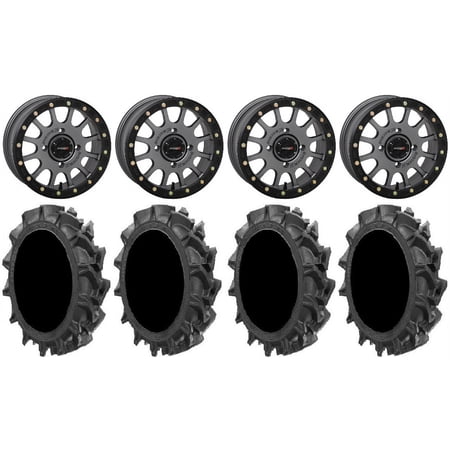 System 3 SB-5 Grey 14 Wheels 28 MotoHavok Tires Kawasaki Teryx Mule