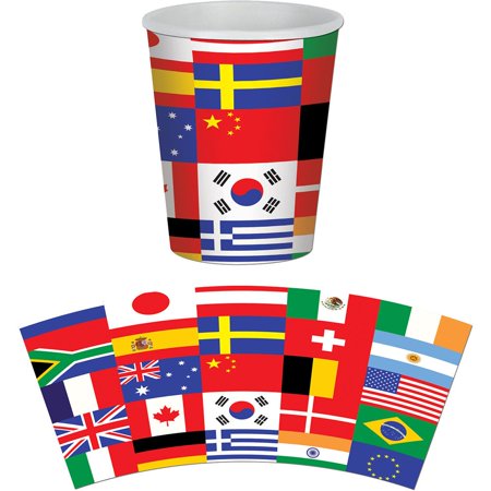 International Party 9Oz Hot/Cold Cups (8 Pack) - Party Supplies
