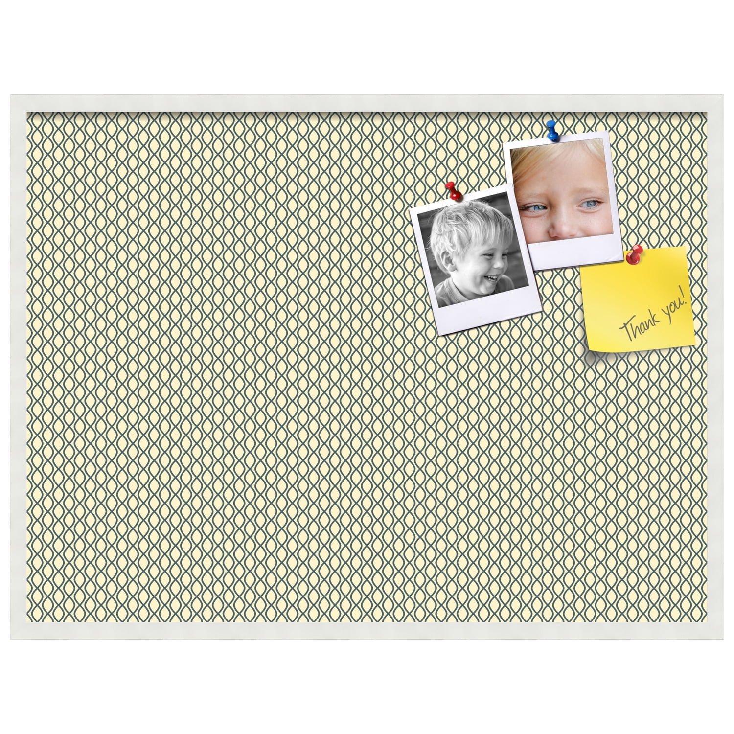 PinPix 40x30 Custom Cork Bulletin Board Yellow And Blue Waves Poster Board Has a Fabric Style Canvas Finish, Framed in Yellow And Blue Waves, by ArtToFrames (PinPix-321)