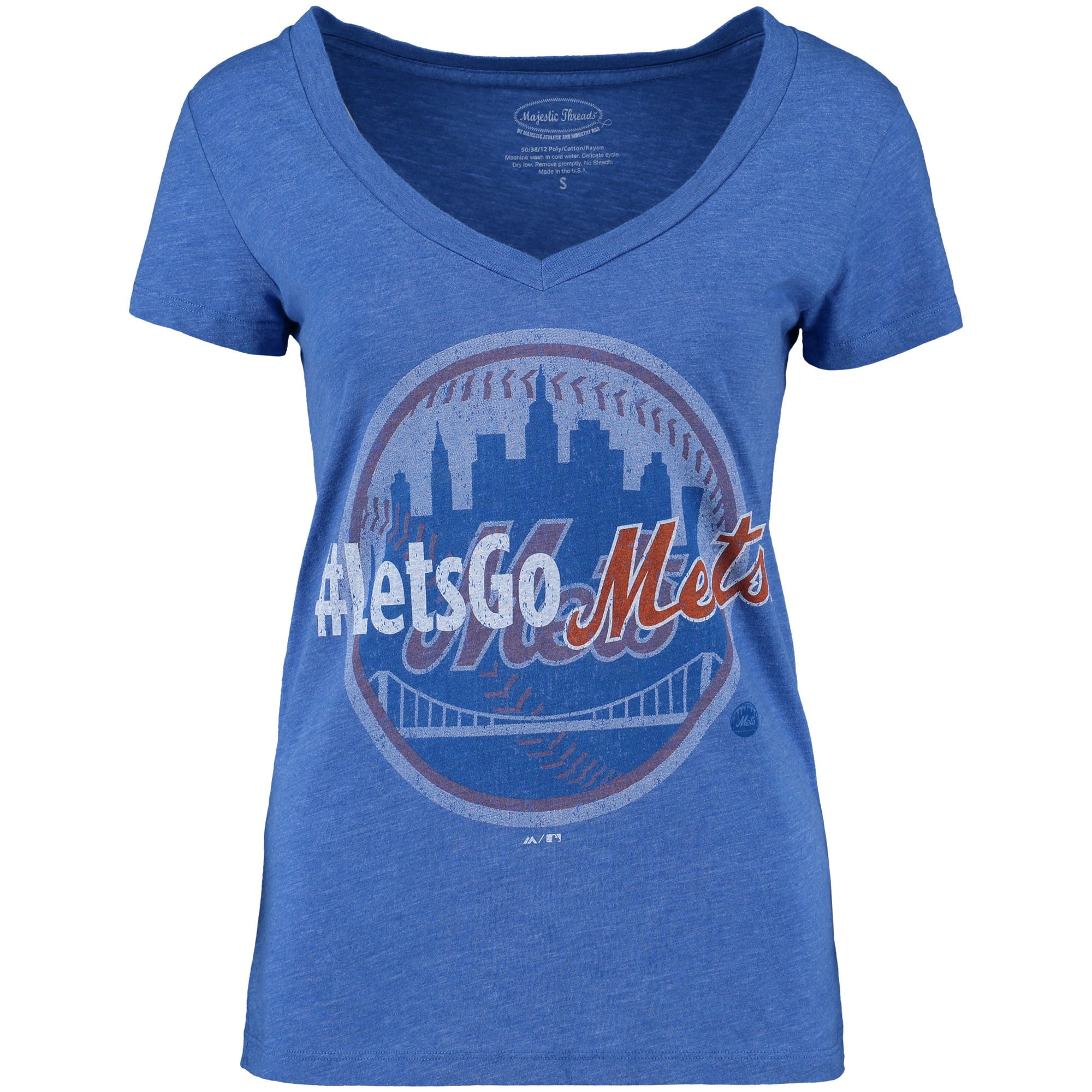 New York Mets Majestic Threads Women's #LetsGo T-Shirt - Royal