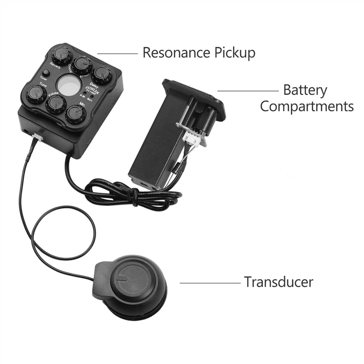 K4 Acoustic Guitar Pickup Resonance Pickups Preamp System with LED Screen Pickup,1 * Resonance Pickup Kit,Black