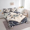 thumbnail image 3 of Feelyou Blue Hippie Aztec Bedding Comforter Set 7pcs for Women, Wheat Triangle Stripes Queen Bedding Sets, Vintage Bohemian Style Reversible Queen Sheet Sets, Breathable Home Decor, 3 of 8