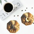 thumbnail image 4 of Naloa Golden Winged White Horse Leather Coasters for Drinks, Durable Drink Coasters 4 Set for Tabletop Protection, Luxurious Home Décor and Housewarming Gift ( {designName})Octagon, 4 of 6