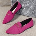 thumbnail image 6 of Domzle Women's Pointy Toe Loafer Flat Comfortable Faux Suede Work Shoes,Cute Penny Loafer Slip On Ballet Flat Hot Pink, 6 of 9