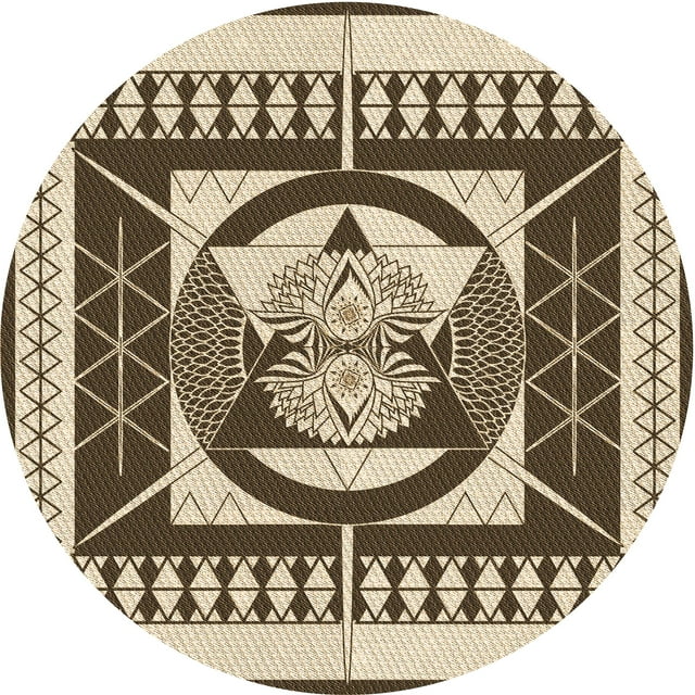 Ahgly Company Tapis d'Intérieur Rond Lavable en Machine Brun Sépia Transitionnel, 8 Pieds Rond