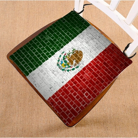 

PHFZK Brick Wall with Mexico Flag Seat Cushion Chair Cushion Floor Cushion Two Sides Size 16x16 inches