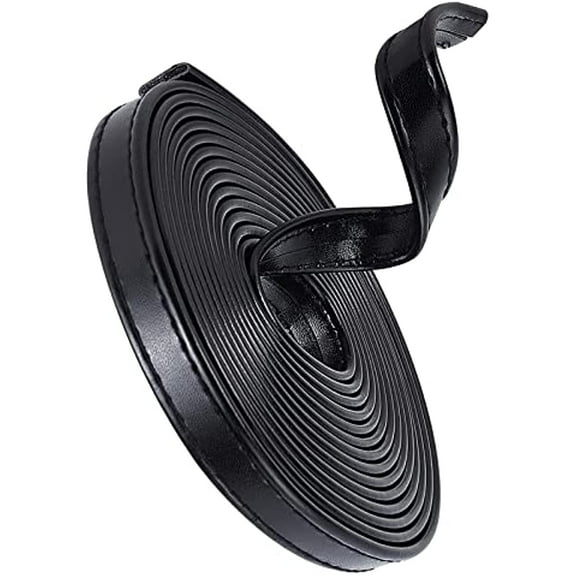 118 Inches Double Sided Leather Strip Straps 0.5 inch Wide Flat Cord DIY Leather Strap String for Making Bag Strap Crafts Leather Belt Furniture Handles(Black)