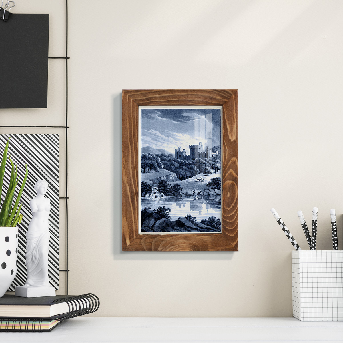 Estate View II -Framed Print w/glass-Walnut