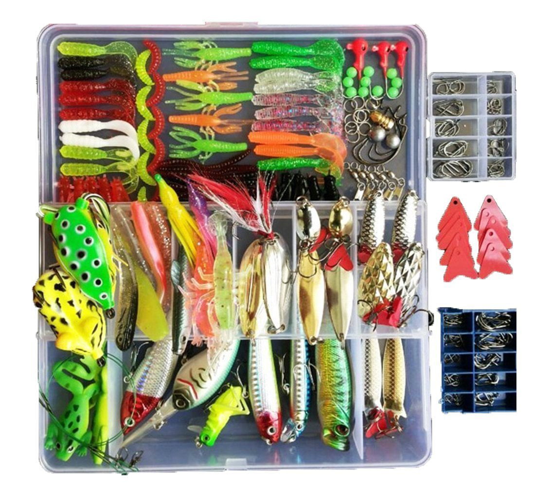Topwater Frog Lures Soft Fishing Lure Kit with Tackle Box Pack of 5 