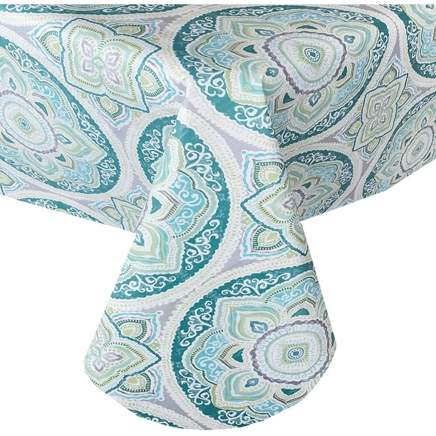 Newbridge Adriatic Medallion Print Vinyl Flannel Backed Tablecloth